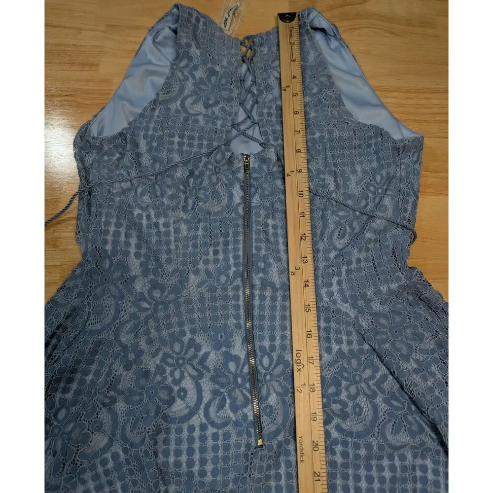 Ultra Pink Blue Lace Fit & Flare Dress Youth Large Lined Zip Back Party School‎